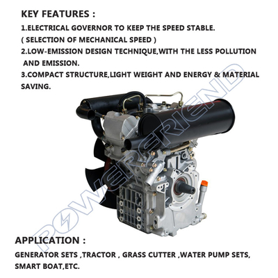 Động cơ Diesel làm mát bằng nước 20hp 14KW 2V80 Hai xi lanh 4- Hiệu suất cao đột quỵ